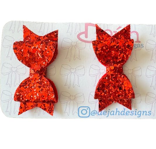 Radiant Red Glitter Bows: Sparkle and Shine with Style| Dejahdesigns