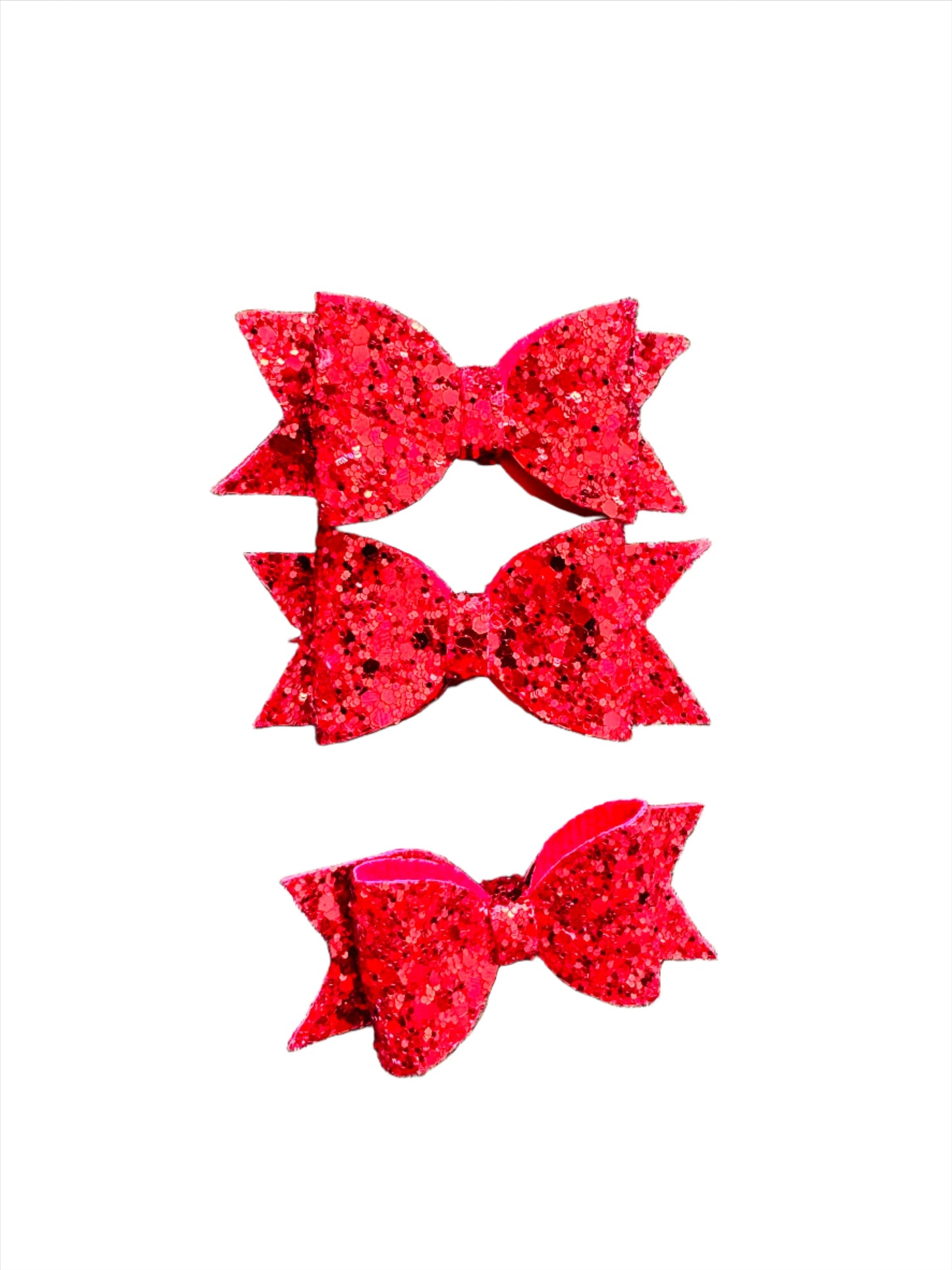 Dejahdesigns Radiant Red Glitter Bows For Toddler Pack of 3